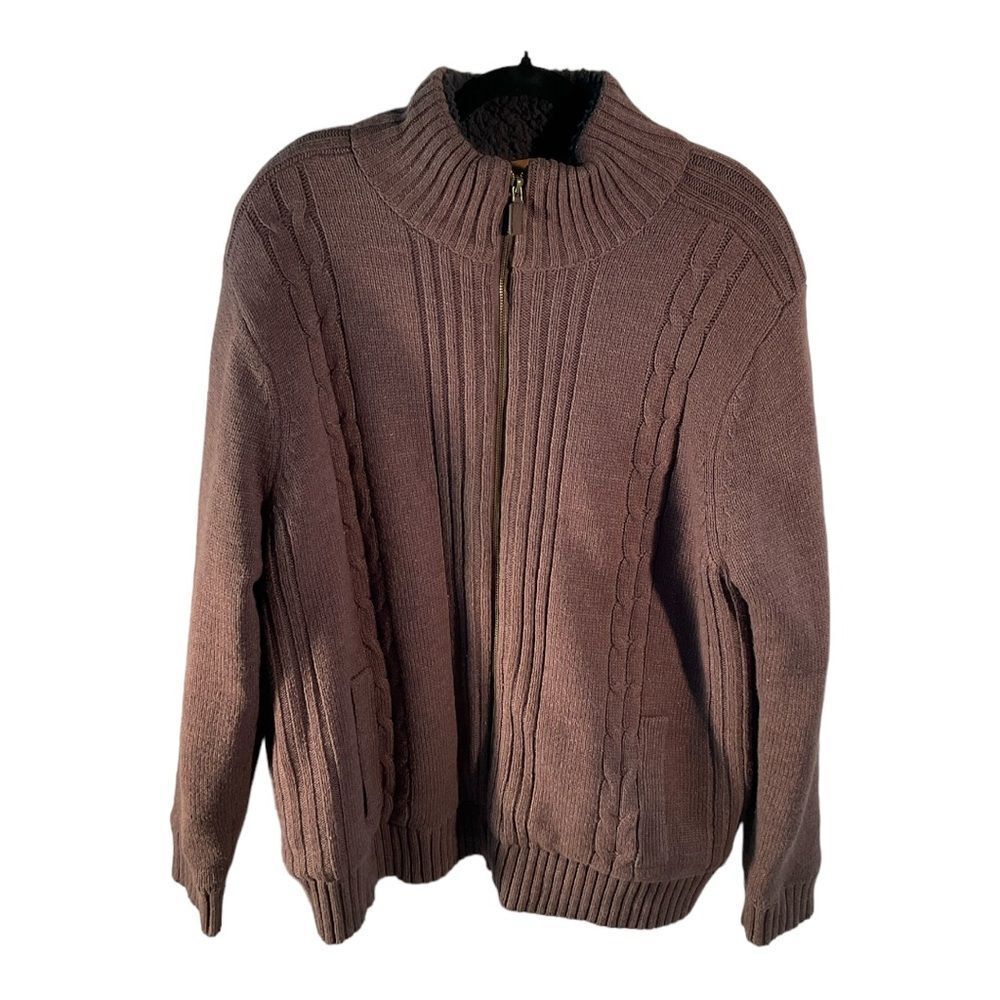 OUTDOOR LIFE Mens Brown Long Sleeve Full Pocket Sweater Jacket Size XL